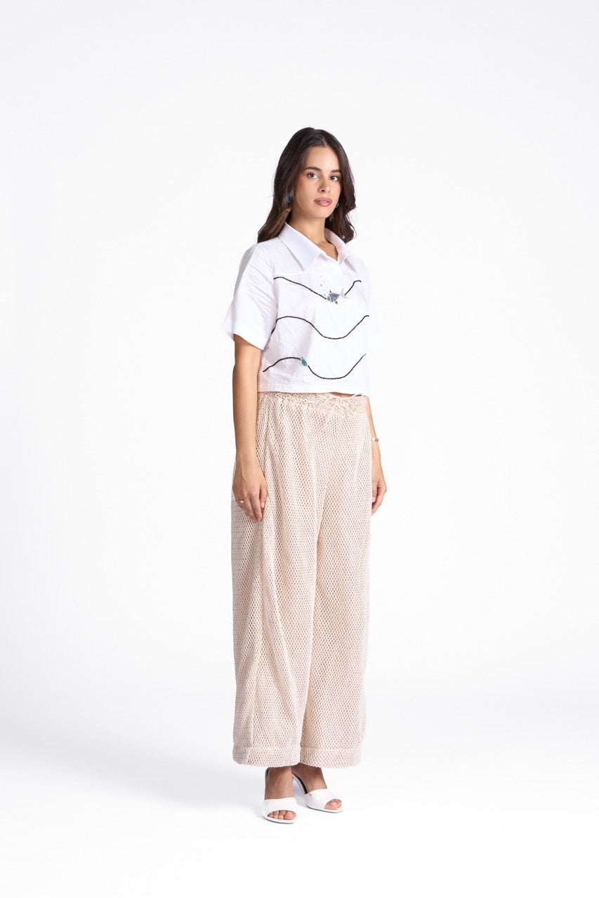 Nerida Knitted Pants in Plain Beige